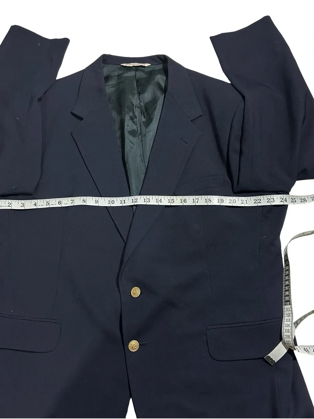 Vtg Stafford Navy Blue Wool Suit Jacket Sports Coat Tailored In USA Sz 46R NWOT